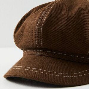 Free People Brown Bowery Slouchy Lieutenant Hat - O/S